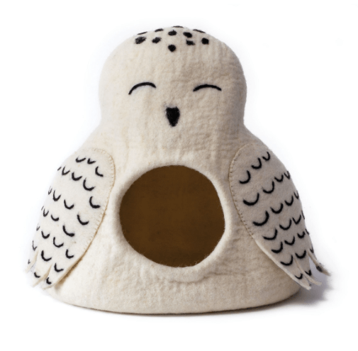 Wool Felt Cat House - Snowy Owl Cave - J & J Pet Club - Dharma Dog Karma Cat